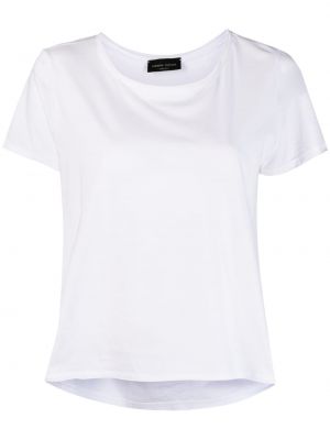 Плисирана памучна тениска Roberto Collina бяло