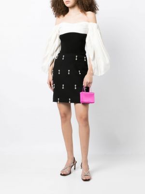 Křišťálové mini sukně Oscar De La Renta černé