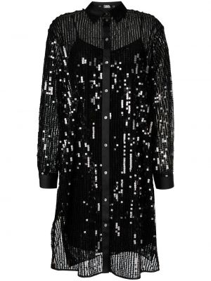 Коктейлна рокля с пайети Karl Lagerfeld черно