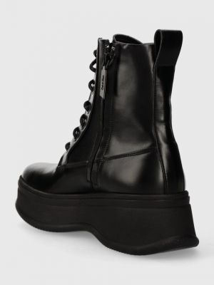 Kožené kotníkové boty na platformě Calvin Klein černé