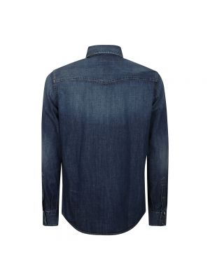 Haftowana koszula jeansowa bawełniana Jacob Cohen niebieska
