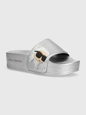 Papuci cu platformă Karl Lagerfeld argintiu