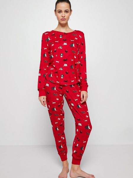 Piżama Kate Spade New York czerwona