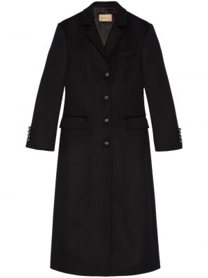 Μάλλινο παλτό σε στενή γραμμή Gucci μαύρο