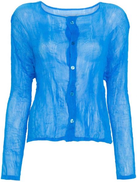 Μακρύ πουκάμισο από σιφόν Pleats Please Issey Miyake μπλε