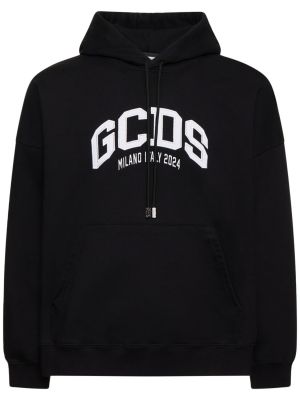 Pamučna hoodie s kapuljačom bootcut Gcds crna