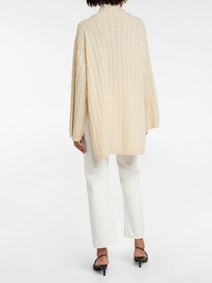 Sweter wełniany z kaszmiru oversize Toteme biały