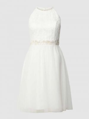 Rozkloszowana sukienka koronkowa V.m. biała