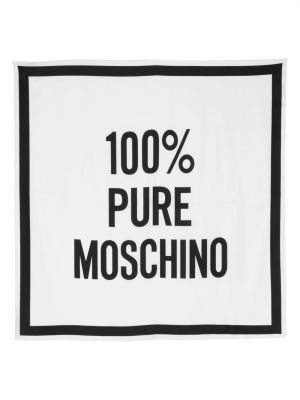 Echarpe avec imprimé slogan en soie à imprimé Moschino