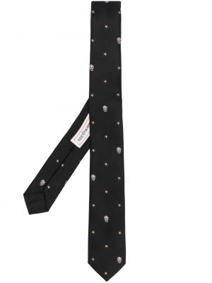 Cravatta in tessuto jacquard con motivo a stelle Alexander Mcqueen nero