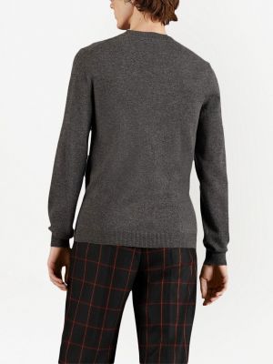 Pletený svetr s výšivkou Gucci šedý