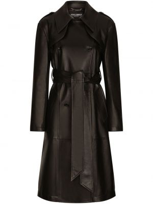 Bőr kabát Dolce & Gabbana fekete