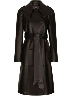 Leder trenchcoat Dolce & Gabbana schwarz