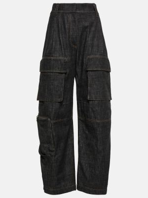 Pantalon cargo taille haute Brunello Cucinelli noir