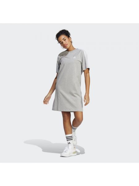 Sukienka mini bawełniana oversize w paski Adidas