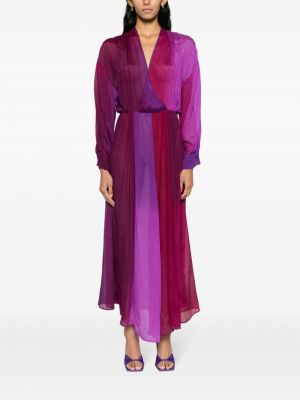 Hedvábné šaty s přechodem barev Forte Forte fialové