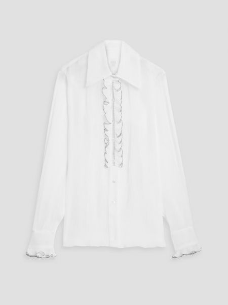 Блуза из лиоцелла и жоржета с оборками Anna Sui белый