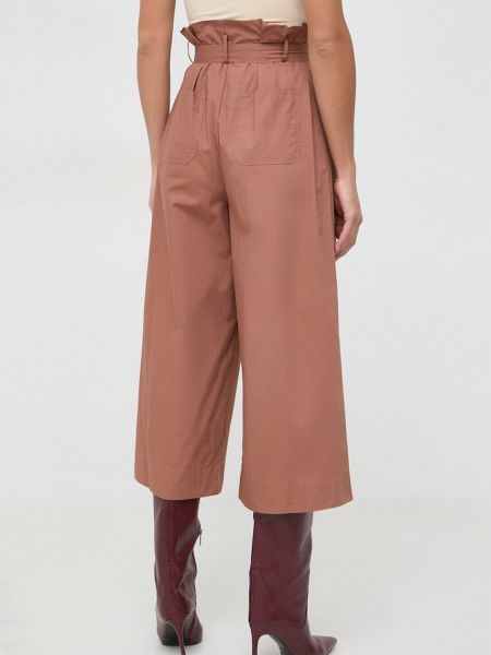 Pamučne culotte hlače visoki struk Pinko smeđa