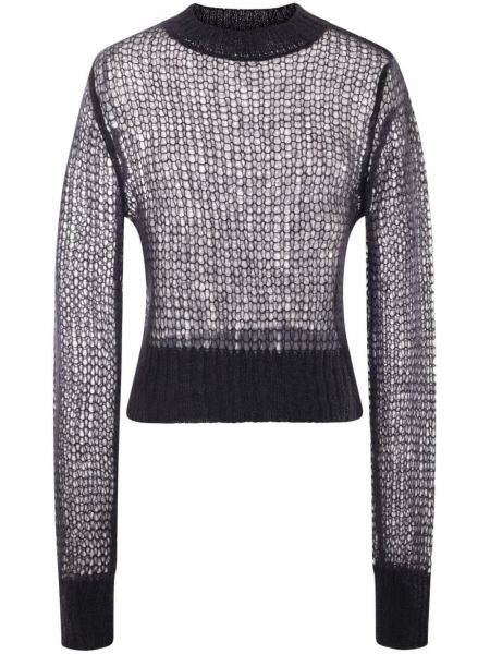 Прозрачен дълъг пуловер Vaquera черно