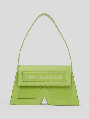 Torba na ramię skórzana Karl Lagerfeld zielona