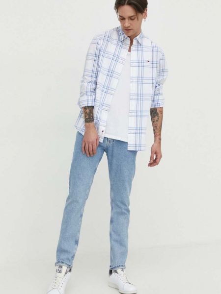 Bavlněná džínová košile Tommy Jeans bílá