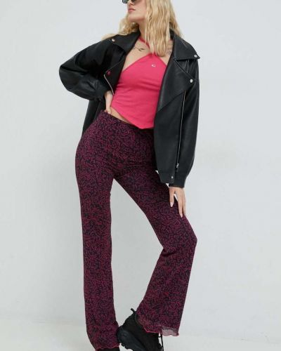 Pantaloni cu talie înaltă Tommy Jeans roz