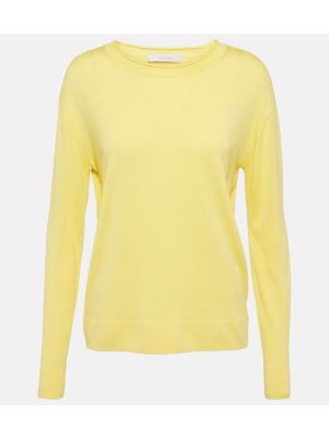 Jedwabny sweter bawełniany Max Mara żółty