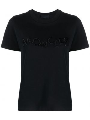 Pamut hímzett póló Moncler fekete