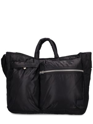 Czarna nylonowa torba na ramię z kieszeniami Sacai