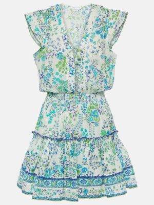 Pamučna haljina s cvjetnim printom Poupette St Barth plava