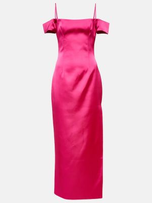 Satynowa sukienka długa Rasario różowa