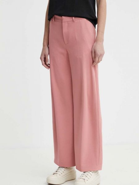 Różowe proste spodnie z wysoką talią Drykorn
