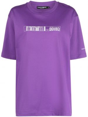 Bavlněné tričko s potiskem Dolce & Gabbana fialové