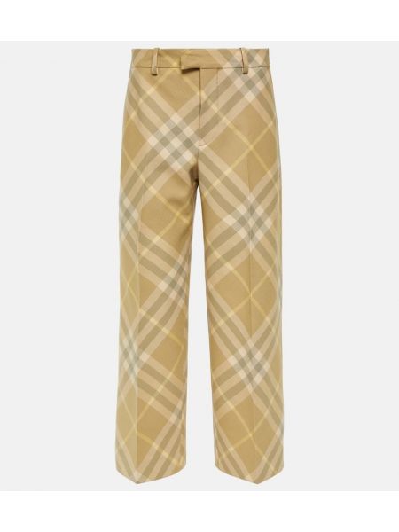 Καρό μάλλινο παντελόνι με ίσιο πόδι σε φαρδιά γραμμή Burberry μπεζ