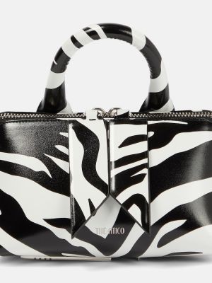 Kožna shopper torbica s printom sa zebra printom The Attico