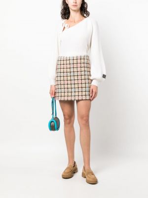 Kostkované mini sukně Msgm béžové