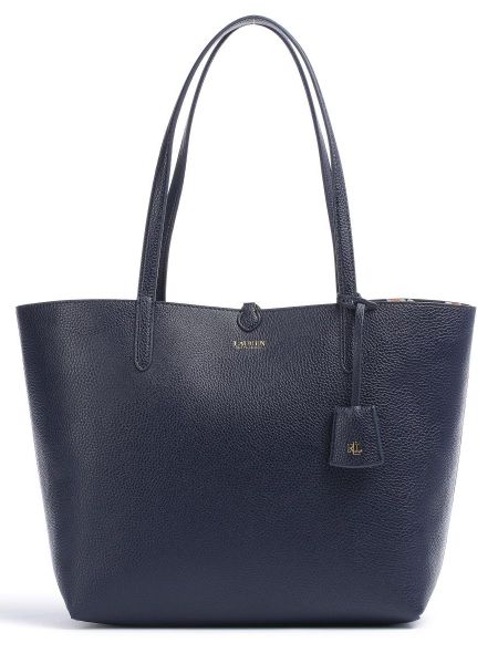 Кожаная сумка шоппер из искусственной кожи Lauren Ralph Lauren синяя