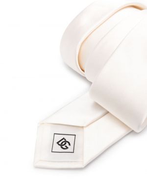 Hedvábná kravata s výšivkou Dolce & Gabbana bílá