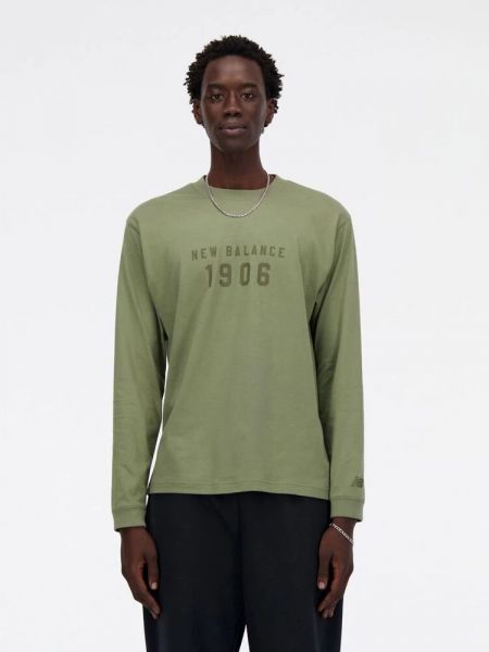 Рубашка с принтом с длинным рукавом New Balance зеленая