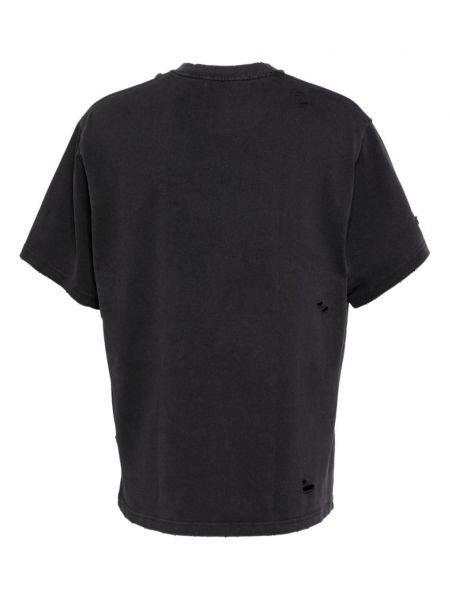 Raštuotas medvilninis marškinėliai su nubrozdinimais A Bathing Ape® juoda