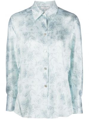 Virágos selyem ing nyomtatás Vince kék