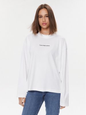 Majica bootcut Calvin Klein Jeans bijela