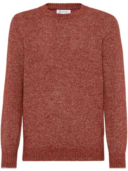 Dlhý sveter s okrúhlym výstrihom Brunello Cucinelli červená