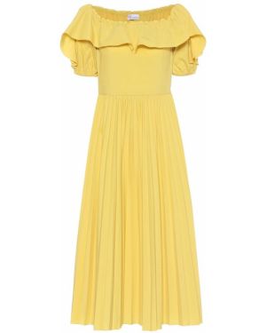 Pamučna midi haljina Redvalentino žuta