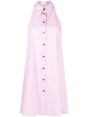Mini obleka z gumbi brez rokavov Tela roza