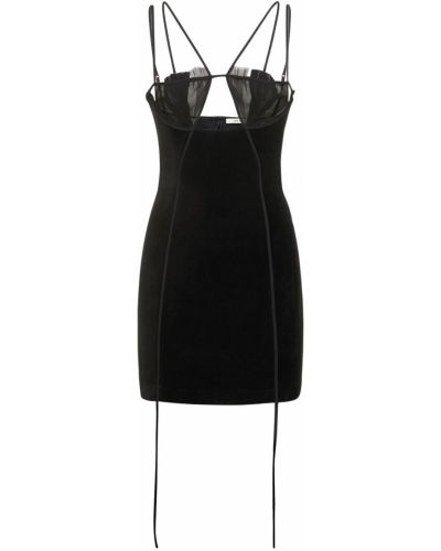 Drapované zamatové mini šaty Nensi Dojaka čierna