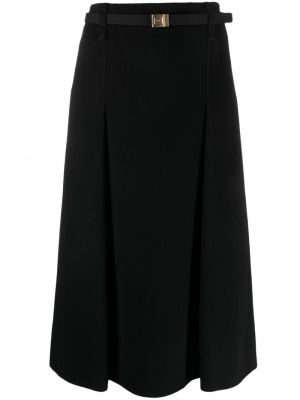 Vlnená midi sukňa Saint Laurent čierna