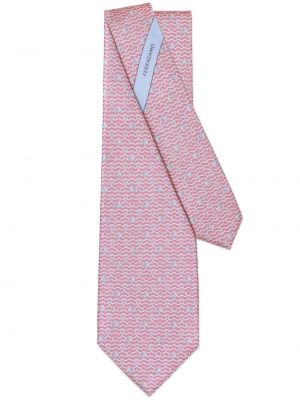 Cravată de mătase cu imagine Ferragamo roz