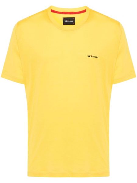 Kokvilnas t-krekls ar izšuvumiem Kiton dzeltens