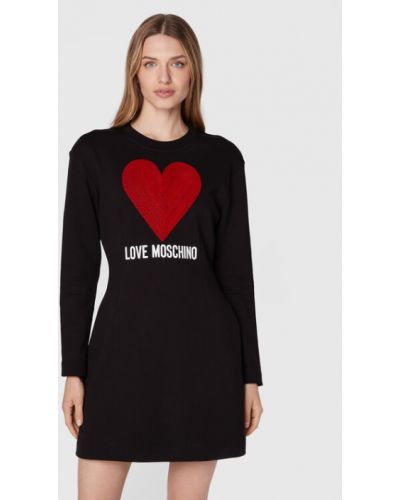 Gyapjú kötött ruha Love Moschino - fekete